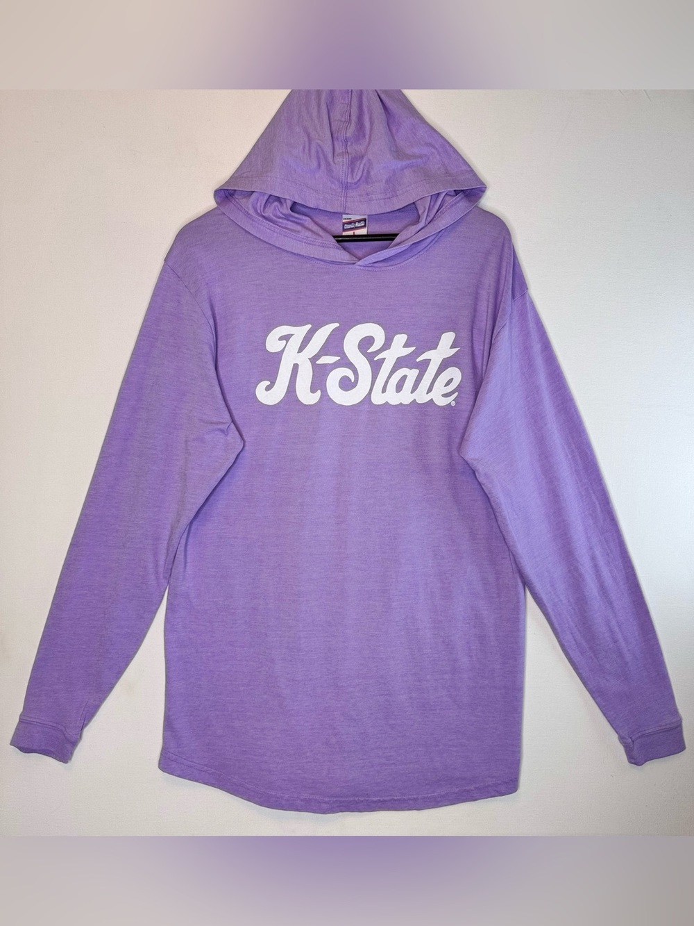 Charlie Hustle Unisex Hooded Long Sleeve T-Shirt Sz Lg KSU WILDCATS purple